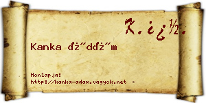 Kanka Ádám névjegykártya